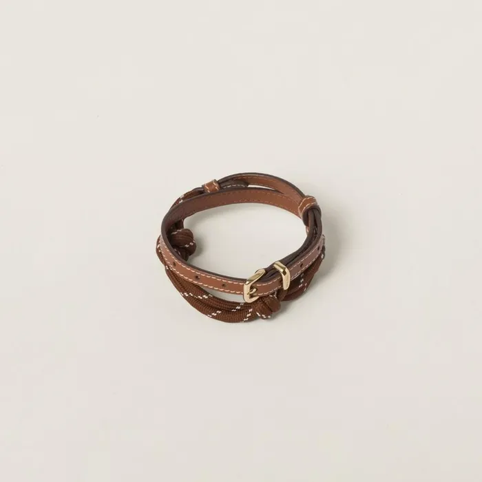 Women Bracelets Miu Miu Leather Anklet Cognactobacco
