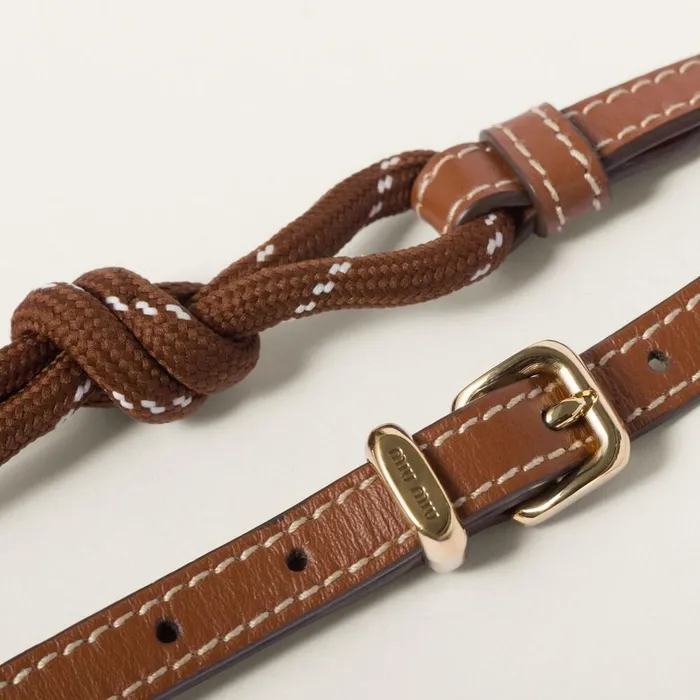 Women Bracelets Miu Miu Leather Anklet Cognactobacco Women Bracelets Miu Miu Leather Anklet Cognactobacco