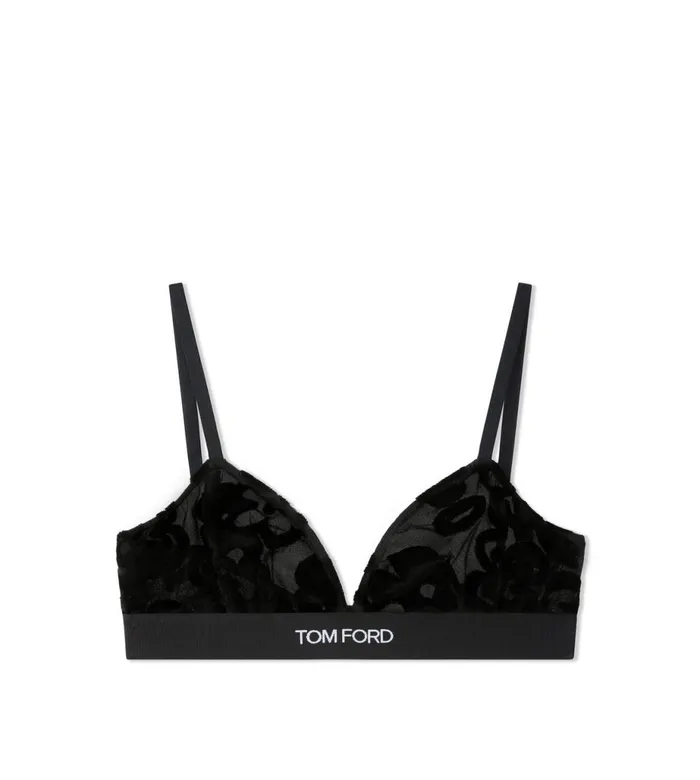 Women Bras Tom Ford Primrose Floral Tulle Devore039 Signature Bra Black