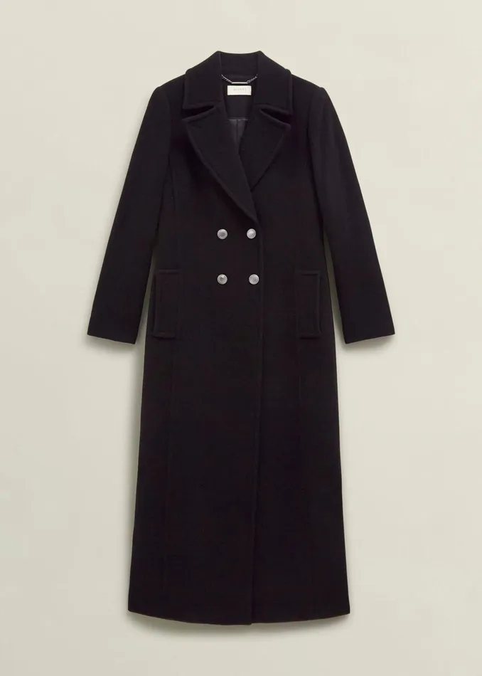 Women Brittany Wool Blend Maxi Coat Black Hobbs Coats and Jackets