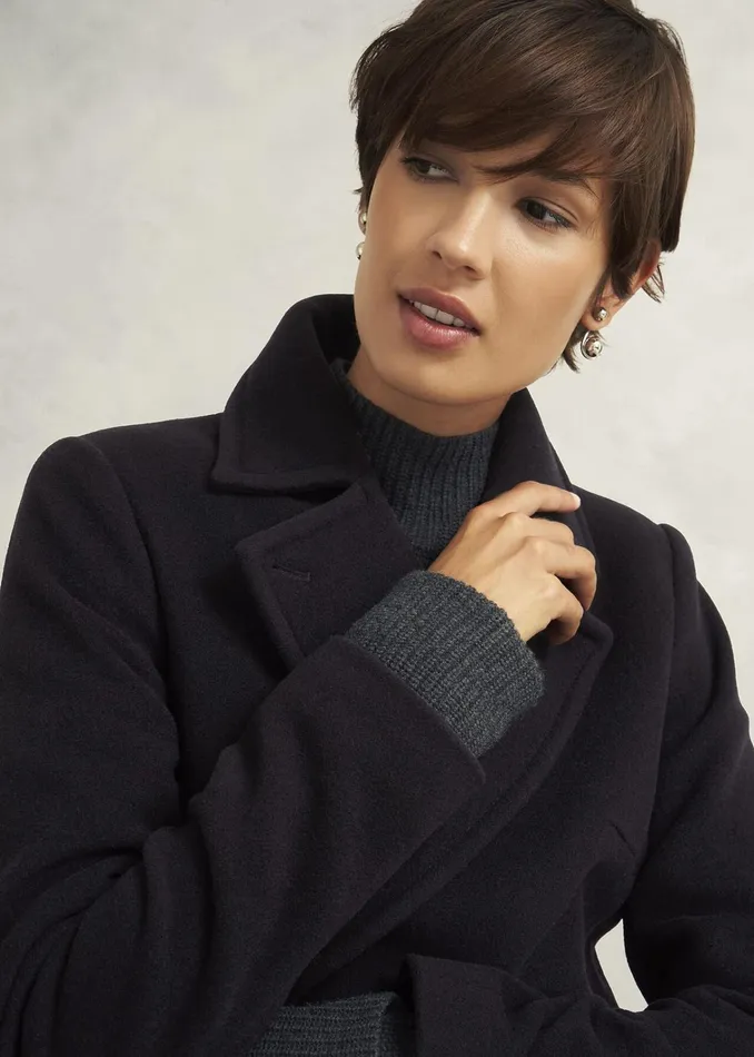 Women Brittany Wool Blend Maxi Coat Black Hobbs Coats and Jackets