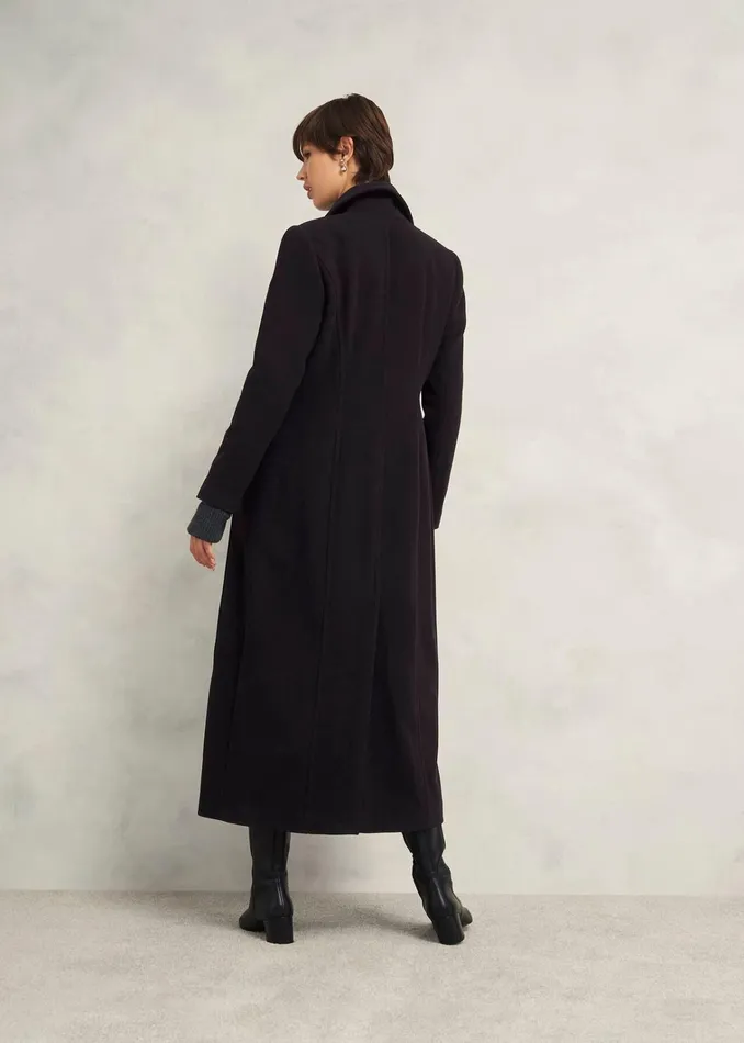 Women Brittany Wool Blend Maxi Coat Black Hobbs Coats and Jackets