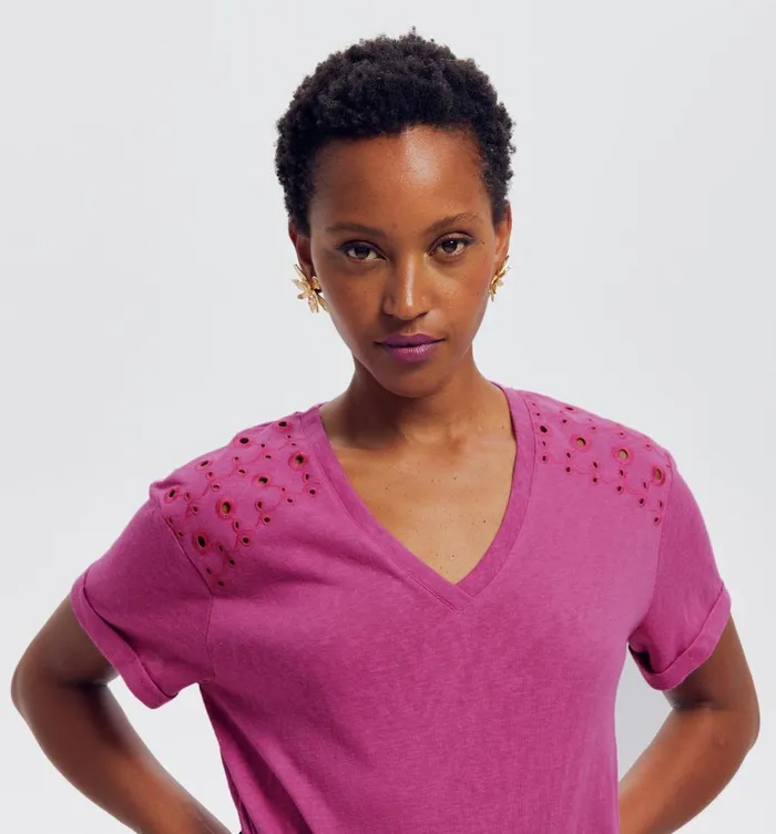 Women Broderie Anglaise Top 8211 Violet Promod Tops Women Broderie Anglaise Top 8211 Violet Promod Tops