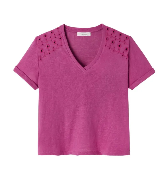 Women Broderie Anglaise Top 8211 Violet Promod Tops Women Broderie Anglaise Top 8211 Violet Promod Tops