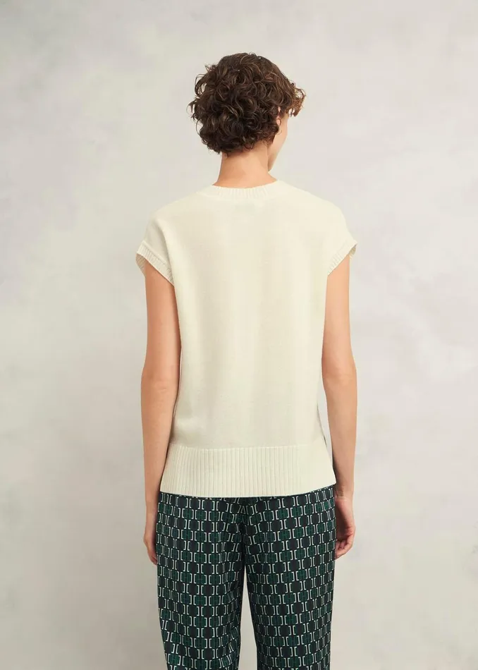 Women Brooksfirth Wool Cashmere Knitted Vest Warm Ivory Hobbs Jumpers and Cardigans