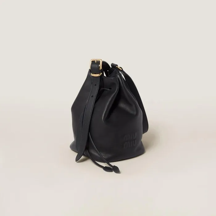 Women Bucket Bags Miu Miu Leather Bucket Bag Black Women Bucket Bags Miu Miu Leather Bucket Bag Black