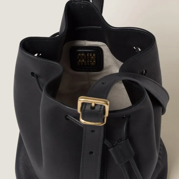 Women Bucket Bags Miu Miu Leather Bucket Bag Black Women Bucket Bags Miu Miu Leather Bucket Bag Black