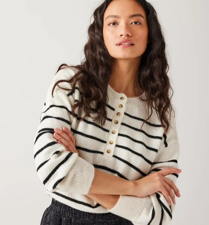 Women Button Front Jumper 8211 Black Stripes Promod Jumpers And Cardigans Women Button Front Jumper 8211 Black Stripes Promod Jumpers And Cardigans