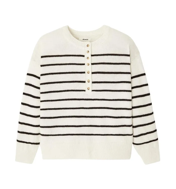 Women Button Front Jumper 8211 Black Stripes Promod Jumpers And Cardigans Women Button Front Jumper 8211 Black Stripes Promod Jumpers And Cardigans