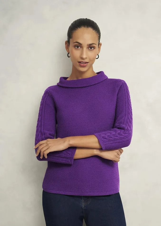 Women Camilla Cotton Jumper Amaranth Purple Hobbs Jumpers and Cardigans