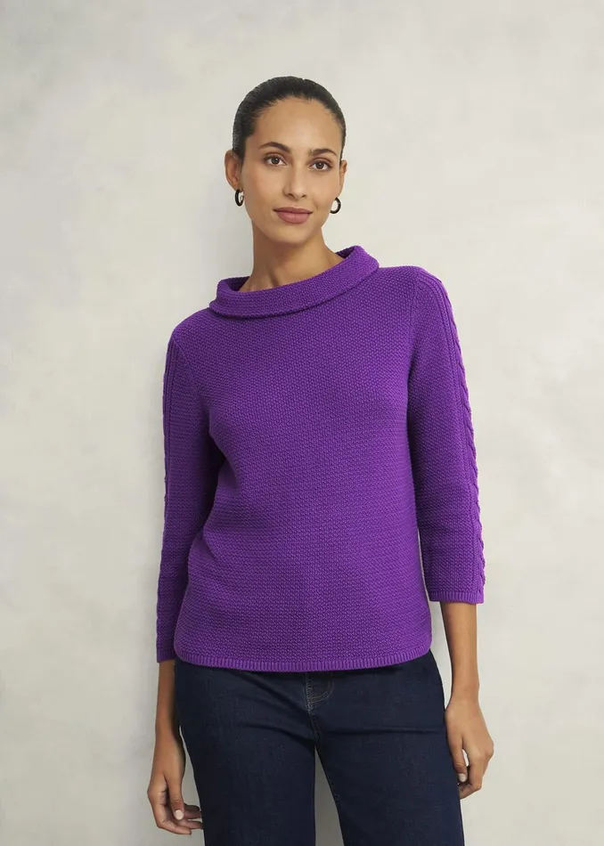 Women Camilla Cotton Jumper Amaranth Purple Hobbs Jumpers and Cardigans
