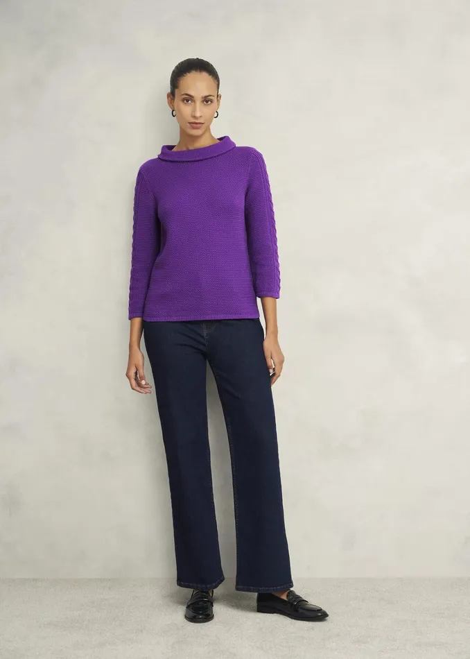 Women Camilla Cotton Jumper Amaranth Purple Hobbs Jumpers and Cardigans