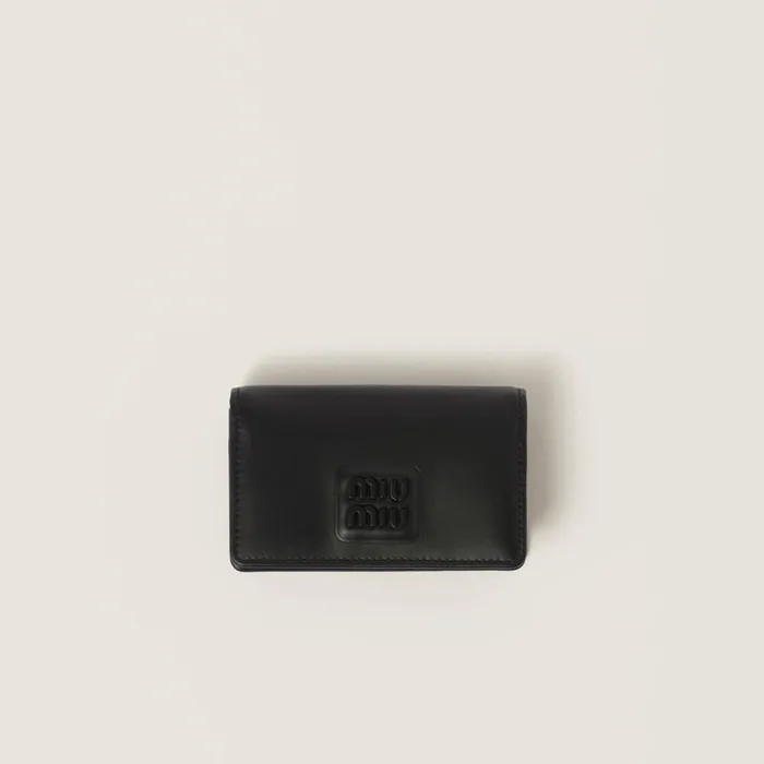 Women Card Holders Miu Miu Leather Card Holder Black
