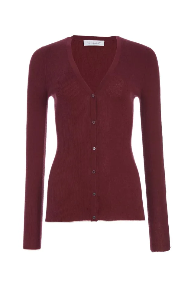 Women Cardigans Gabriela Hearst Addison Knit Cardigan In Bordeaux Cashmere Silk