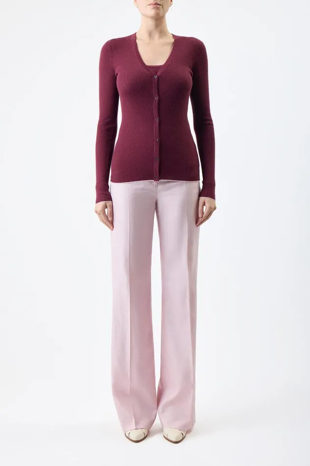 Women Cardigans Gabriela Hearst Addison Knit Cardigan In Bordeaux Cashmere Silk