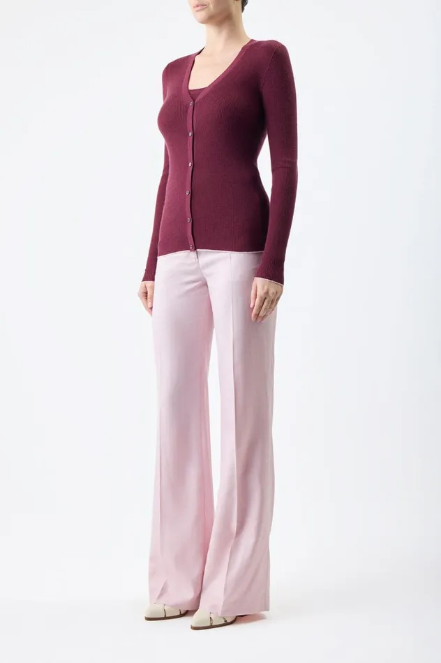 Women Cardigans Gabriela Hearst Addison Knit Cardigan In Bordeaux Cashmere Silk