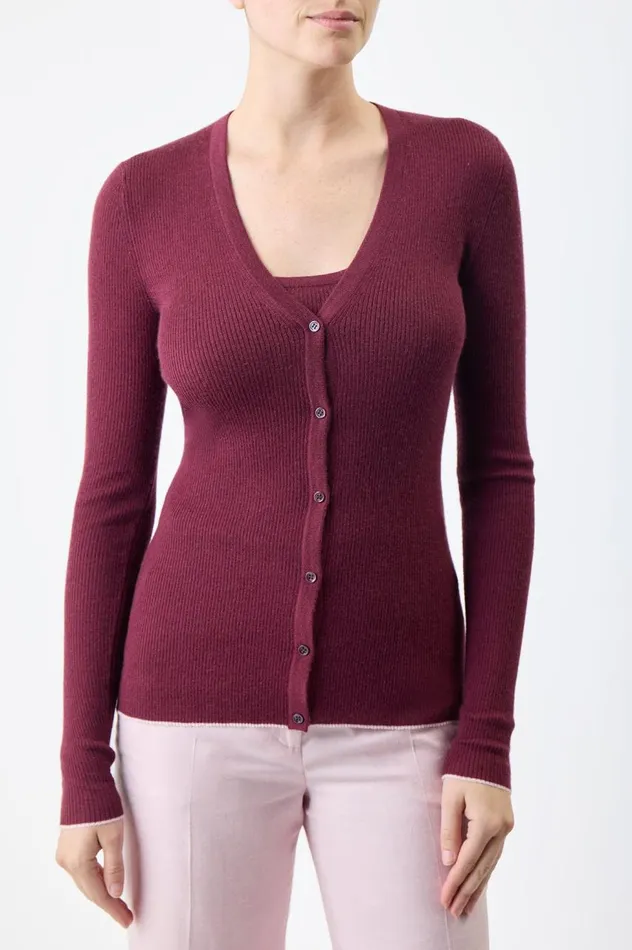 Women Cardigans Gabriela Hearst Addison Knit Cardigan In Bordeaux Cashmere Silk