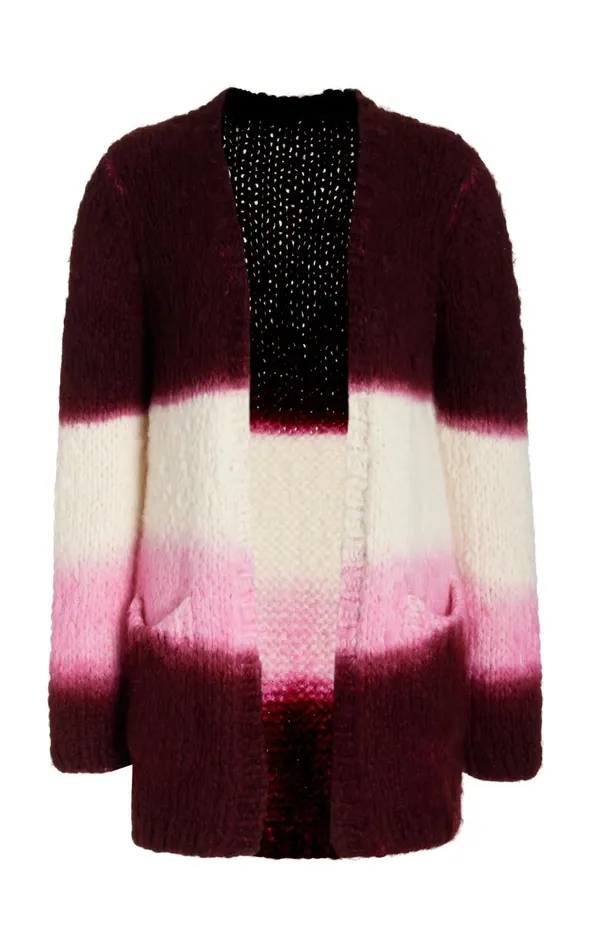 Women Cardigans Gabriela Hearst Amelia Knit Cardigan In Dip Dye Bordeaux Multi Welfat Cashmere Women Cardigans Gabriela Hearst Amelia Knit Cardigan In Dip Dye Bordeaux Multi Welfat Cashmere