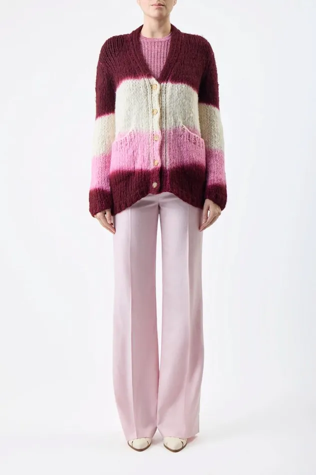 Women Cardigans Gabriela Hearst Amelia Knit Cardigan In Dip Dye Bordeaux Multi Welfat Cashmere