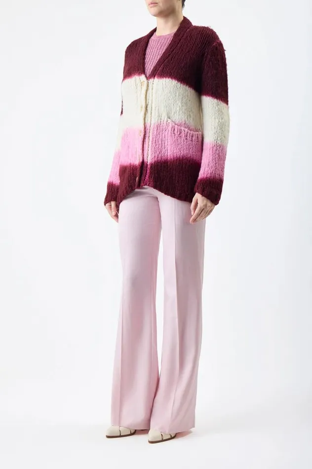 Women Cardigans Gabriela Hearst Amelia Knit Cardigan In Dip Dye Bordeaux Multi Welfat Cashmere