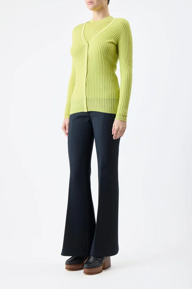 Women Cardigans Gabriela Hearst Emma Pointelle Knit Cardigan In Lime Adamite Cashmere Silk