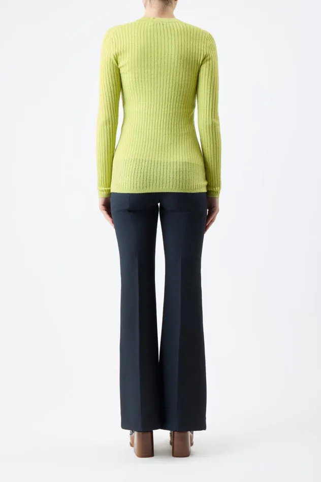 Women Cardigans Gabriela Hearst Emma Pointelle Knit Cardigan In Lime Adamite Cashmere Silk
