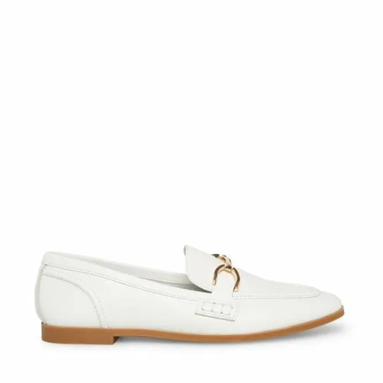 Women CARRINE WHITE LEATHER White Leather Steve Madden Loafers and Flats