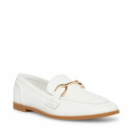 Women CARRINE WHITE LEATHER White Leather Steve Madden Loafers and Flats Women CARRINE WHITE LEATHER White Leather Steve Madden Loafers and Flats