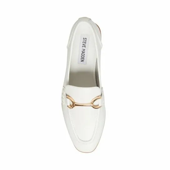 Women CARRINE WHITE LEATHER White Leather Steve Madden Loafers and Flats Women CARRINE WHITE LEATHER White Leather Steve Madden Loafers and Flats