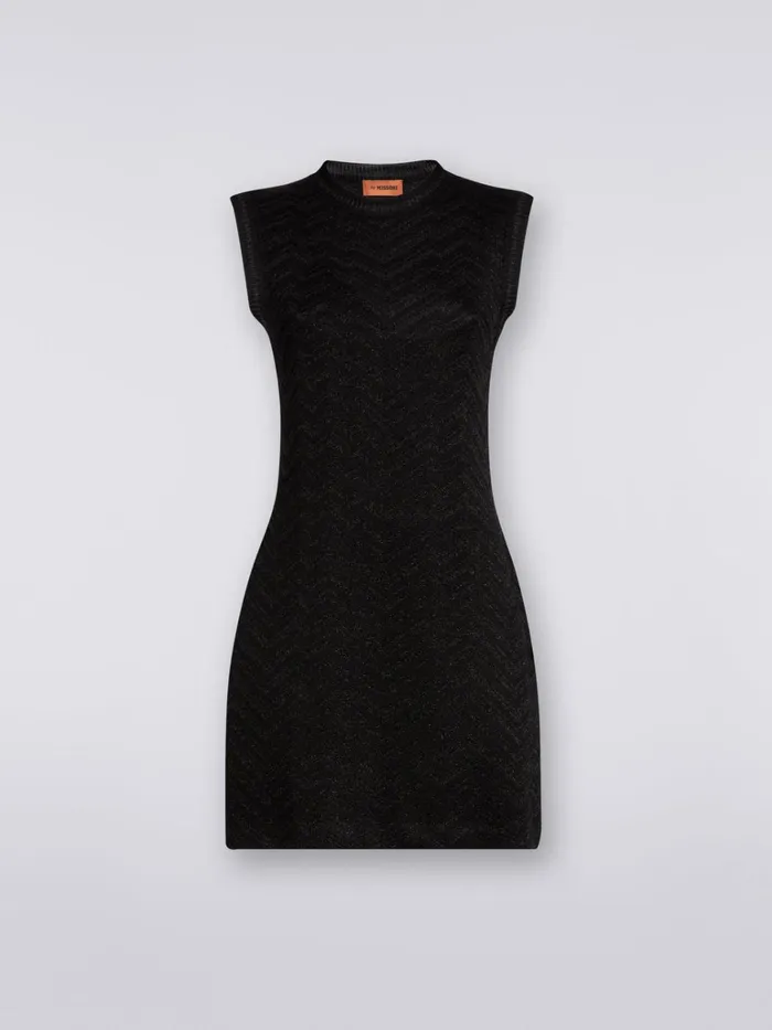 Women Chevron MiniDress With Lurex Black Missoni Dresses