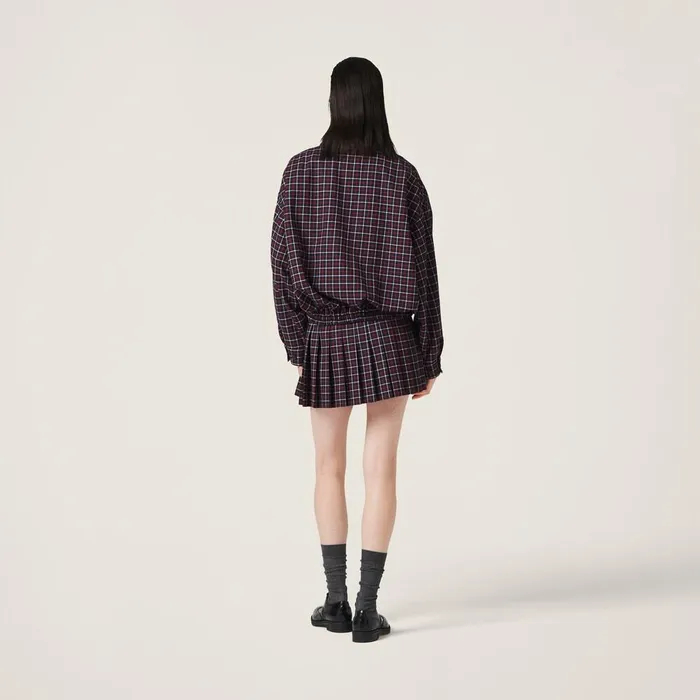 Women Coats And Jackets Miu Miu Checked Wool Blouson Jacket Bluered Women Coats And Jackets Miu Miu Checked Wool Blouson Jacket Bluered