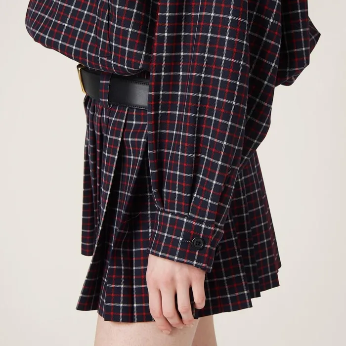 Women Coats And Jackets Miu Miu Checked Wool Blouson Jacket Bluered Women Coats And Jackets Miu Miu Checked Wool Blouson Jacket Bluered