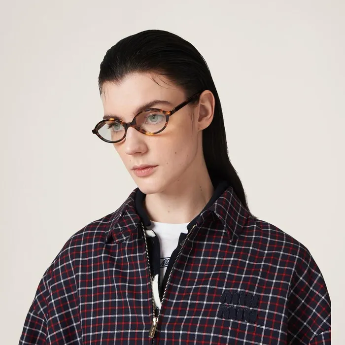 Women Coats And Jackets Miu Miu Checked Wool Blouson Jacket Bluered Women Coats And Jackets Miu Miu Checked Wool Blouson Jacket Bluered