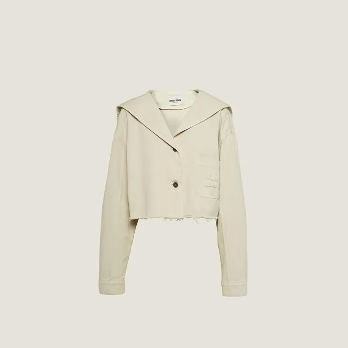 Women Coats And Jackets Miu Miu Drill Blouson Jacket Chalk White