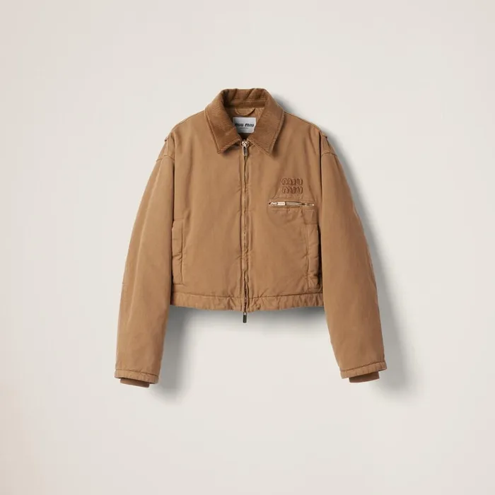 Women Coats And Jackets Miu Miu Garmentdyed Gabardine Blouson Jacket Cord
