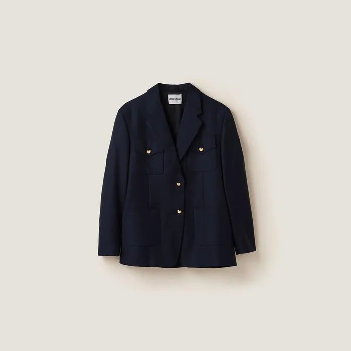 Women Coats And Jackets Miu Miu Singlebreasted Batavia Jacket Navy