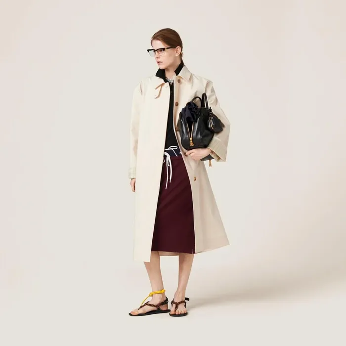Women Coats And Jackets Miu Miu Singlebreasted Double Cotton Raincoat Natural Women Coats And Jackets Miu Miu Singlebreasted Double Cotton Raincoat Natural