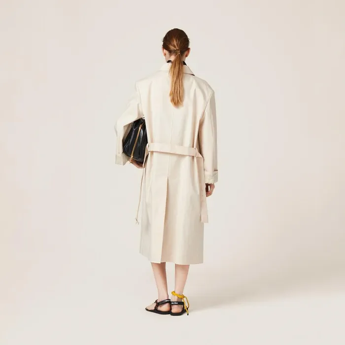 Women Coats And Jackets Miu Miu Singlebreasted Double Cotton Raincoat Natural Women Coats And Jackets Miu Miu Singlebreasted Double Cotton Raincoat Natural