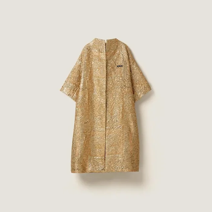Women Coats And Jackets Miu Miu Singlebreasted Lam Cloquet Jacquard Cape Gold