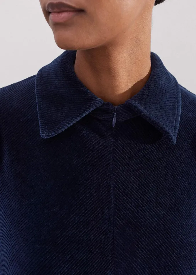Women Cord Velour Shift Dress Ink MEEM
