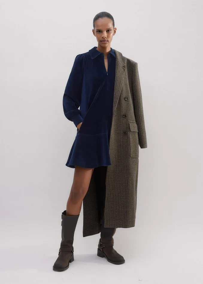 Women Cord Velour Shift Dress Ink MEEM