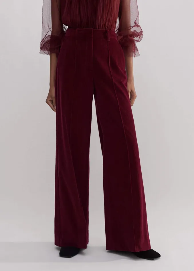 Women Cord WideLeg Pant Intense Red MEEM