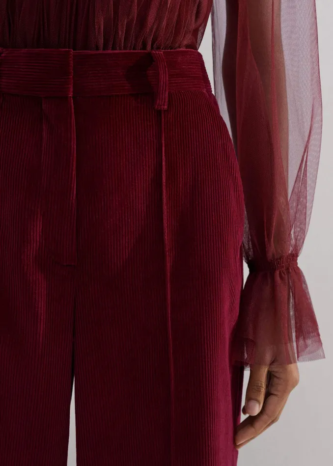 Women Cord WideLeg Pant Intense Red MEEM