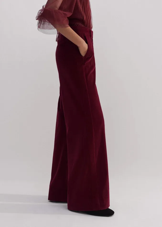 Women Cord WideLeg Pant Intense Red MEEM