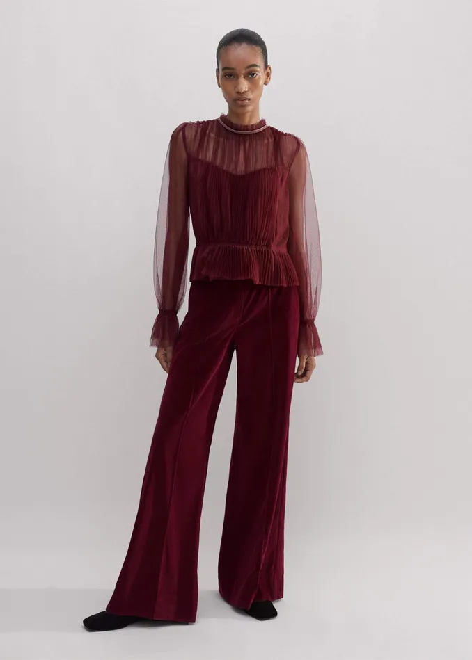 Women Cord WideLeg Pant Intense Red MEEM