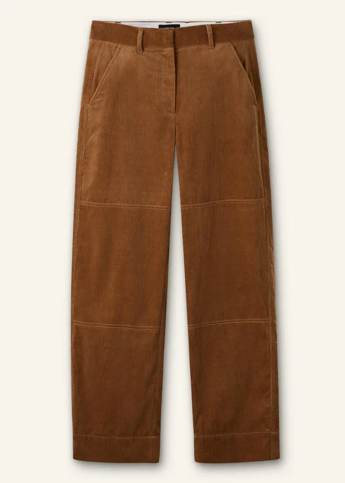 Women Corduroy Relaxed BarrelLeg Pant Caramel MEEM