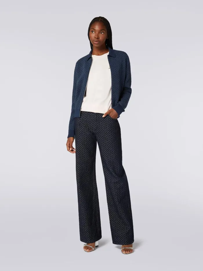 Women Cotton And Nylon Zipped Bomber Jacket Blue Missoni Coats and Jackets Women Cotton And Nylon Zipped Bomber Jacket Blue Missoni Coats and Jackets