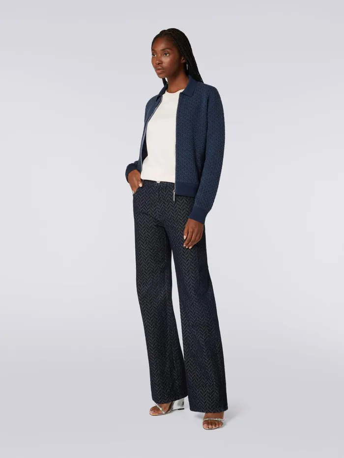 Women Cotton And Nylon Zipped Bomber Jacket Blue Missoni Coats and Jackets Women Cotton And Nylon Zipped Bomber Jacket Blue Missoni Coats and Jackets