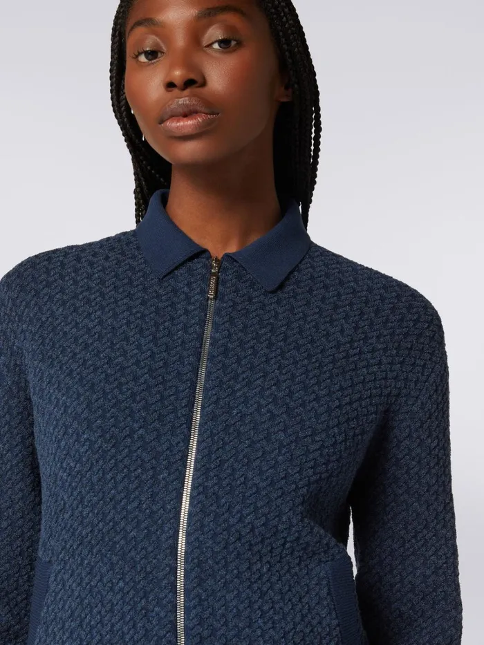 Women Cotton And Nylon Zipped Bomber Jacket Blue Missoni Coats and Jackets Women Cotton And Nylon Zipped Bomber Jacket Blue Missoni Coats and Jackets