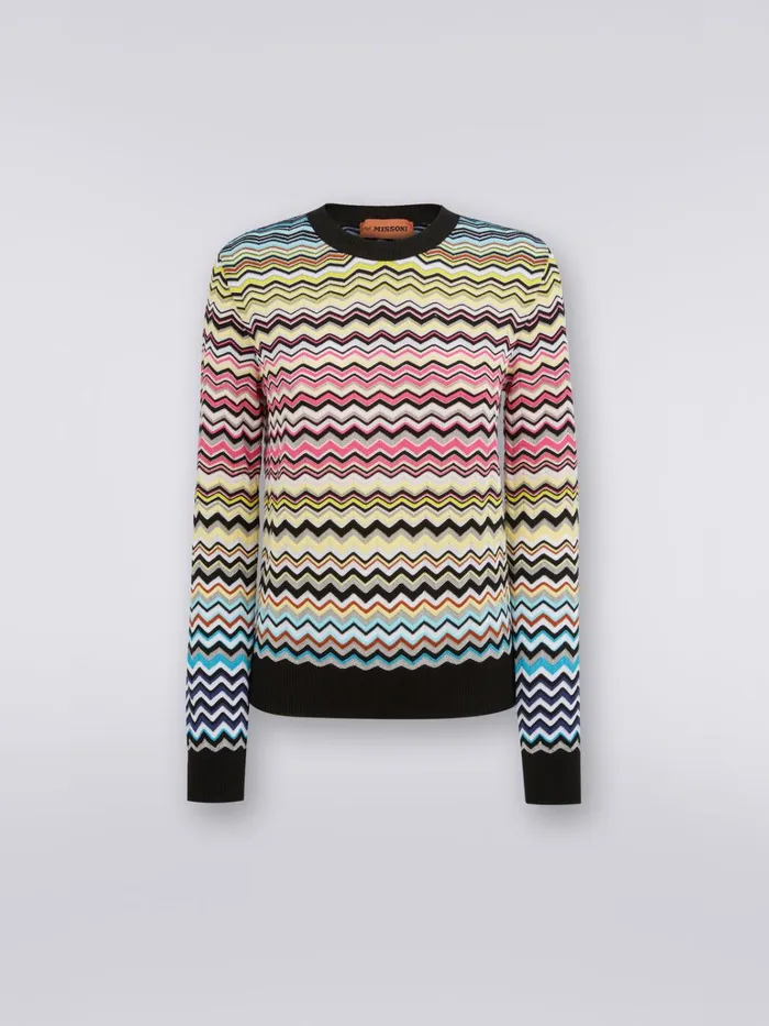 Women Cotton And Viscose Chevron CrewNeck Jumper Multicoloured Missoni Knitwear